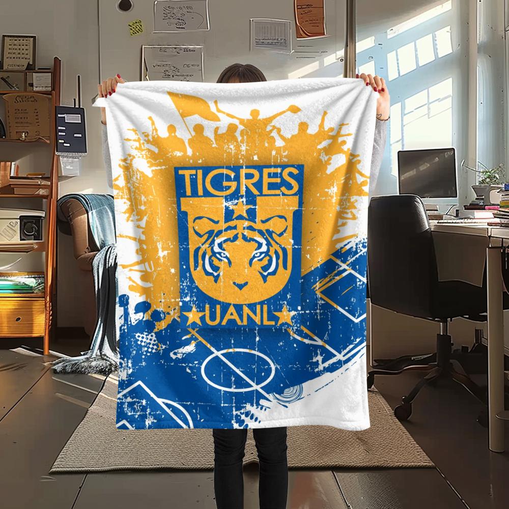 1PC Tigres UANL Print Flannel Blanket, High quality Comfortable for All Seasons, Home Decor, Warmth and Comfort, Perfect for Christmas Gifts219