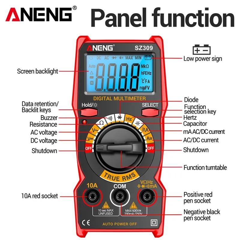 ANENG SZ309 Smart Multimeter 1999 Count Voltage Meter Multimetro Easy To Cary Tools Digital Professional High Precision AC/DC