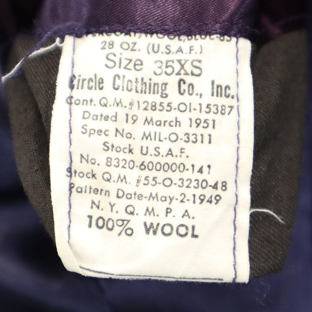 US AIR FORCE 50s Vintage Wool Blend Wool coat 35XS blue Military Overcoat Men's Used