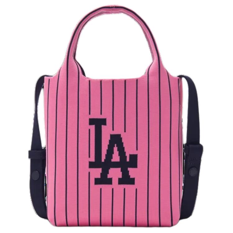 

MLB Striped Large Logo Polyester Shoulder Crossbody Tote Bag Women bags Pink 3ACRS034N-07PKS Pink