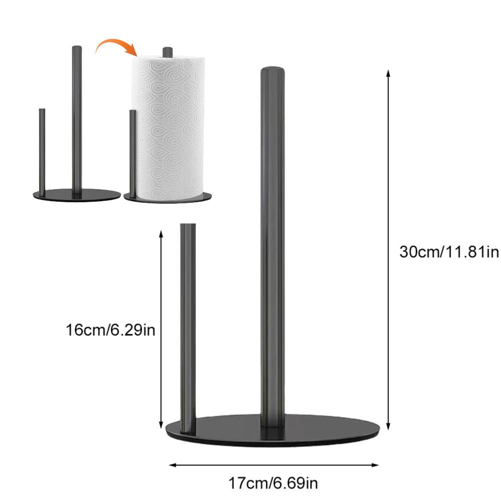 Stainless Steel Free Standing Paper Roll Holder Stand Paper Towel Holder Kitchen Roll Holder for Kitchen Bathroom Countertop