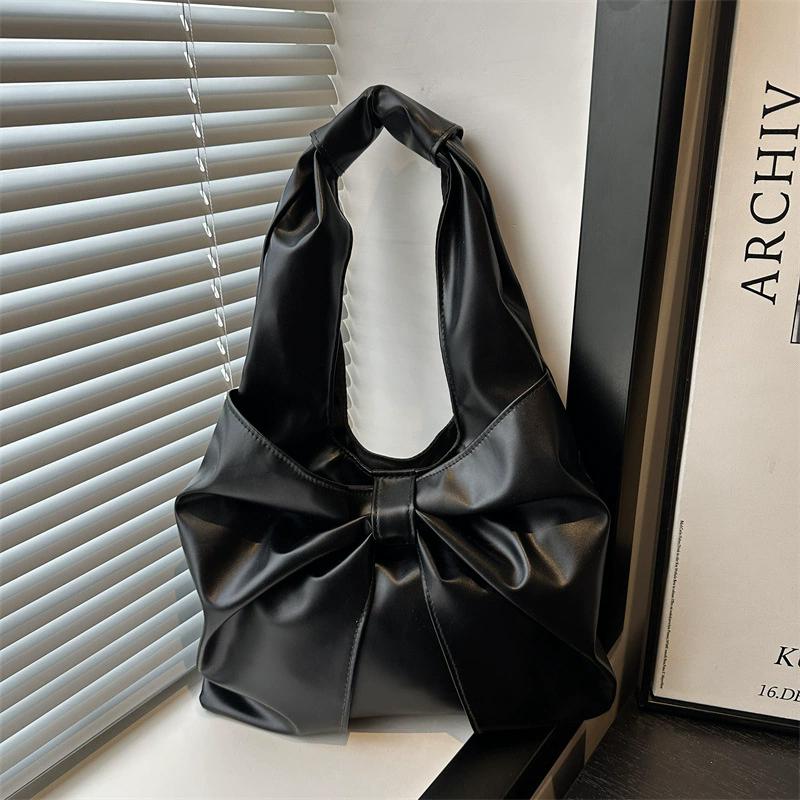 Casual Shoulder Bag for Women New Sweet and Simple Underarm Bag Bow Design Large Capacity Handbag KTY