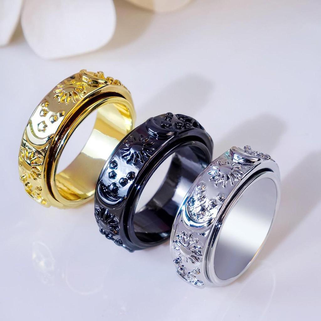 Star Moon Sun Rotating Decompression Ring - Unisex