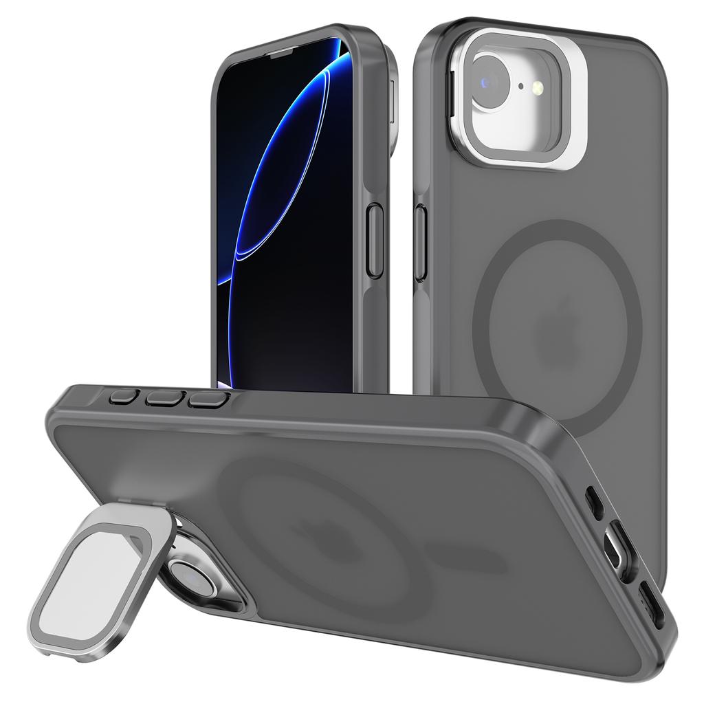 For iPhone 16e Case Compatible with MagSafe Lens Kickstand PC+TPU Matte Phone Cover