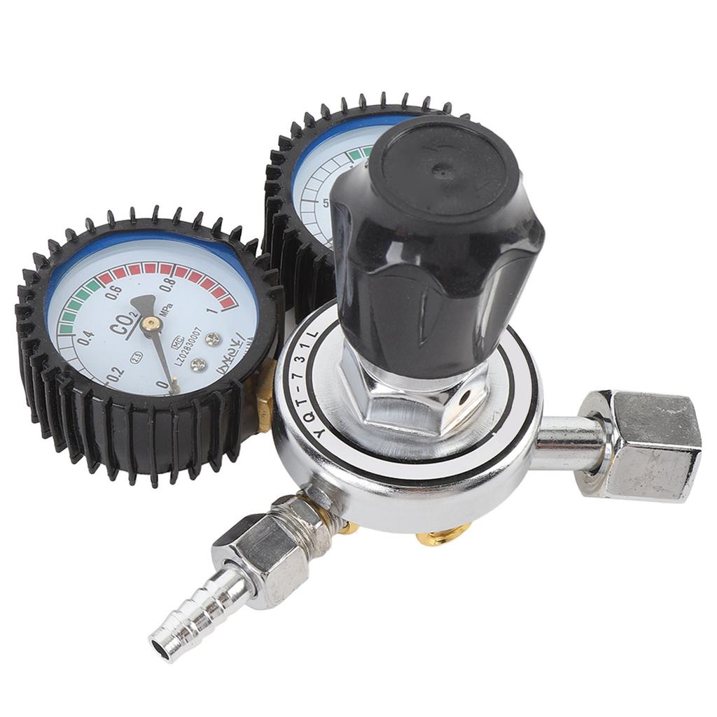 CO2 Regulator 2 Gauges Double Stage Precise Control Metal Construction M16x1.5 G5 8in 14 Out for CO2 Tank Pressure