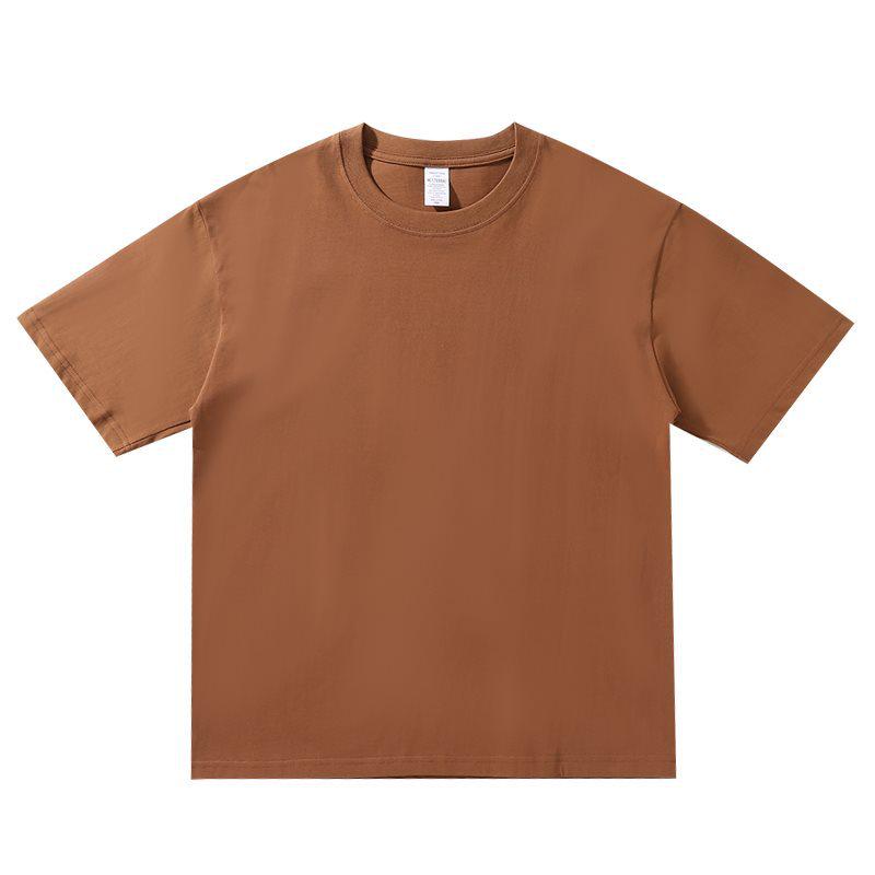 Combed Cotton Multi-color Round Neck Drop Shoulder Heavyweight Short Sleeve T-shirt - Trendy Casual Hong Kong Style