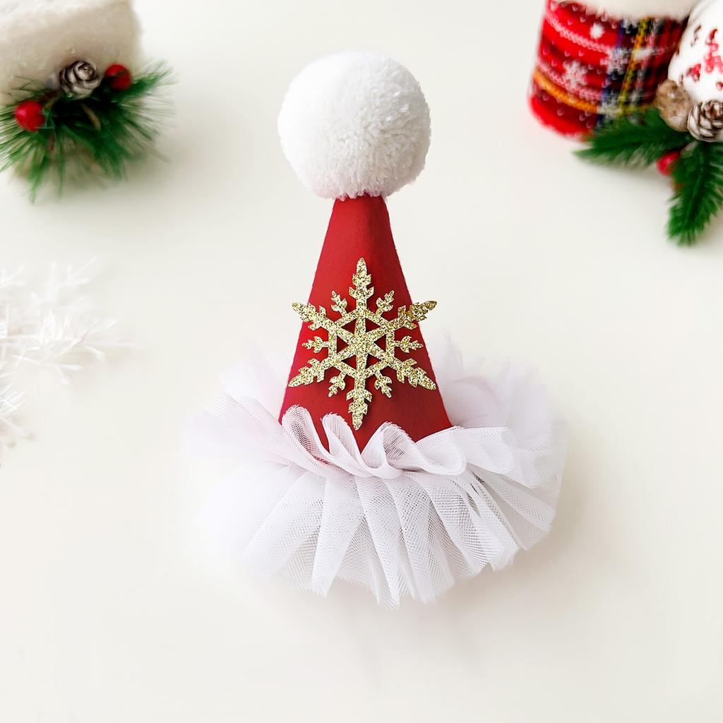 Mini Cute Sparkling Santa Claus Hat Christmas Hair Clips Xmas Party Gift for Adults and Kids New Year Headwear Hair Accessories