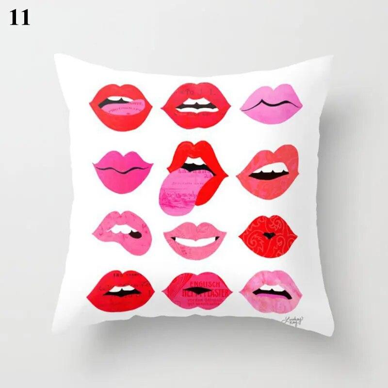 Red Cushion Cover Geometric Print Pillowcase  Wedding Decor
