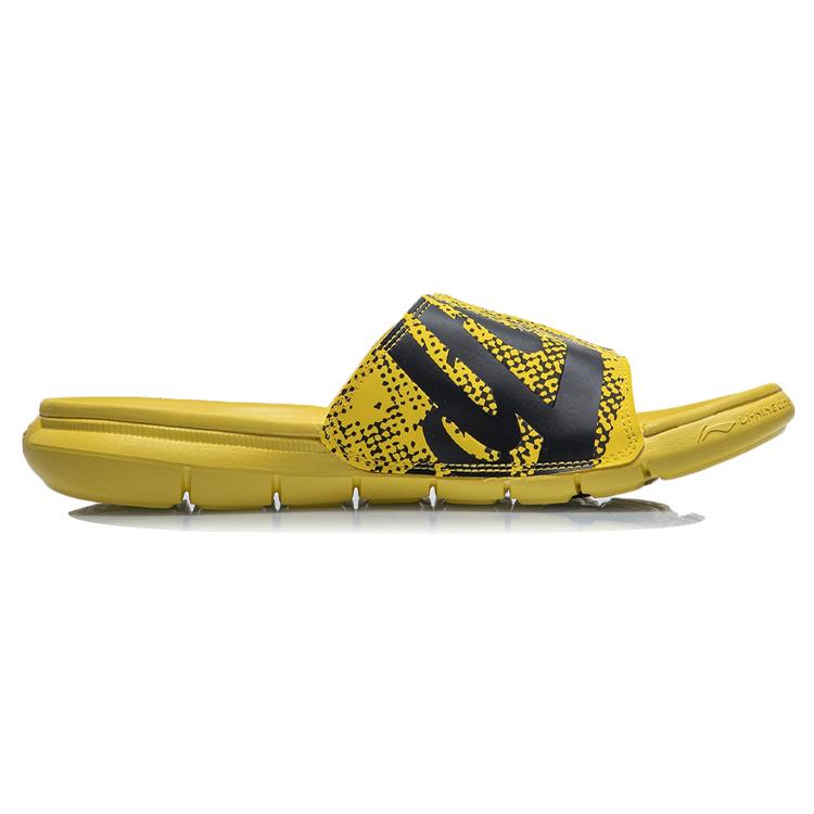 New LiNing Badfive Rubber Sole EVA Quiet Slide Slippers Men's Black Yellow ABTR007-2