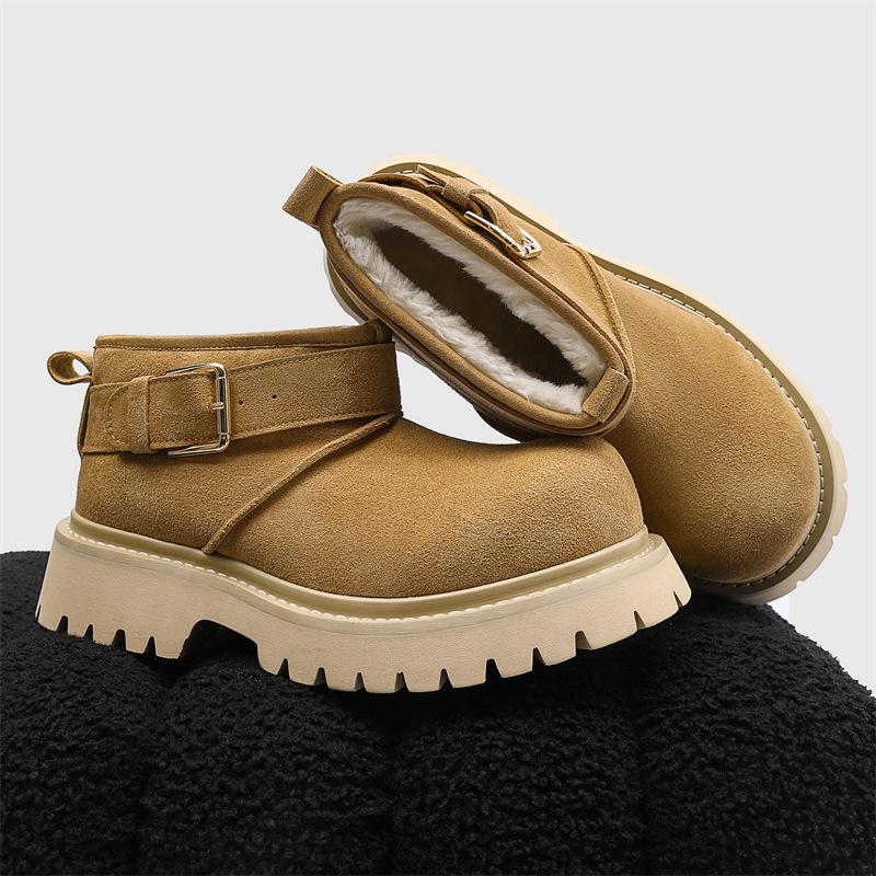 

Platform short boots 2025 winter new Mickey big head men s shoes fleece thickened cold-proof couple heightened snow boots Female code 36