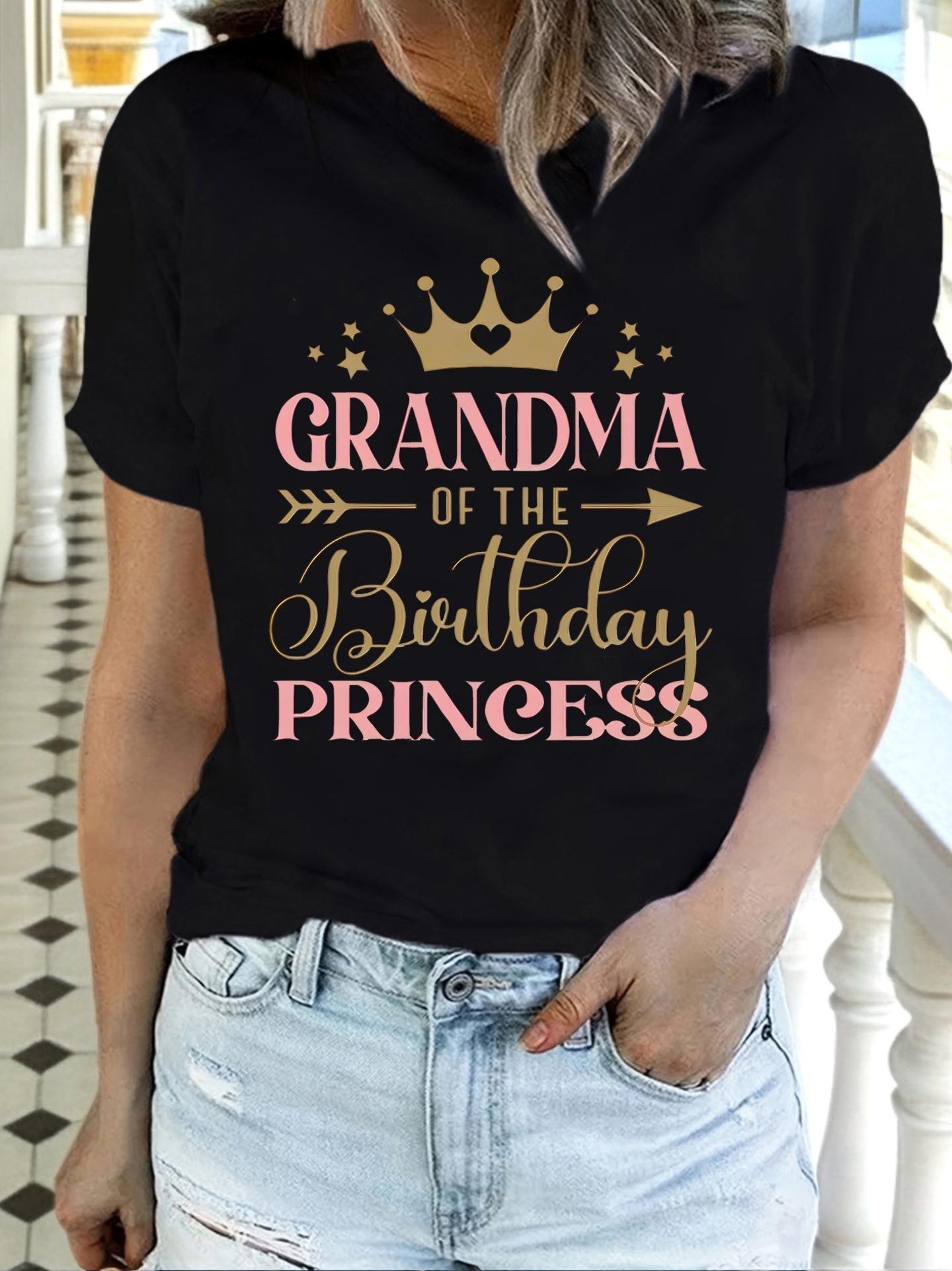 Grandma of the Birthday Princess Crown T-shirt XL