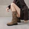 Chunky Long Women's Boots Designer Lace Up Winter Heeled Shoes 2025 Fashion Motorcycle Boots New Trend Brand Walking Mujer Botas