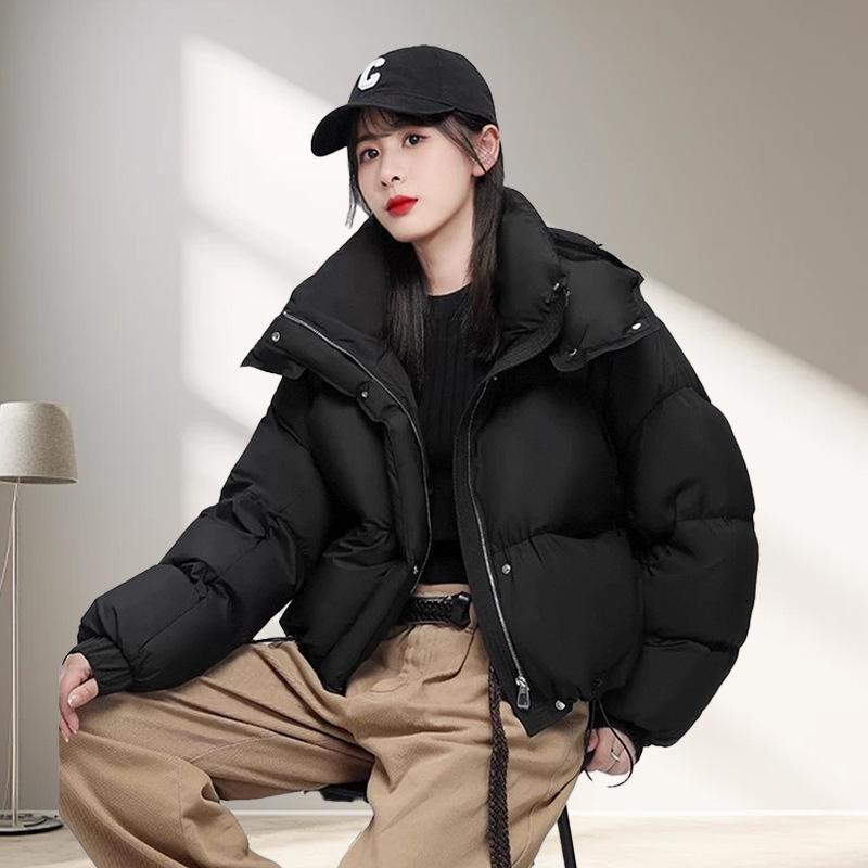 Women's Long Sleeve Puffer Jacket Stand Collar Casual Oversized Down Coat Winter Warm Outerwear