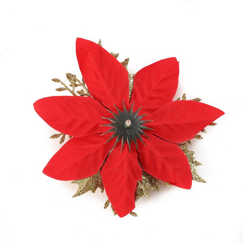 Gold Powder Christmas Flower Head for DIY Tree Decorations