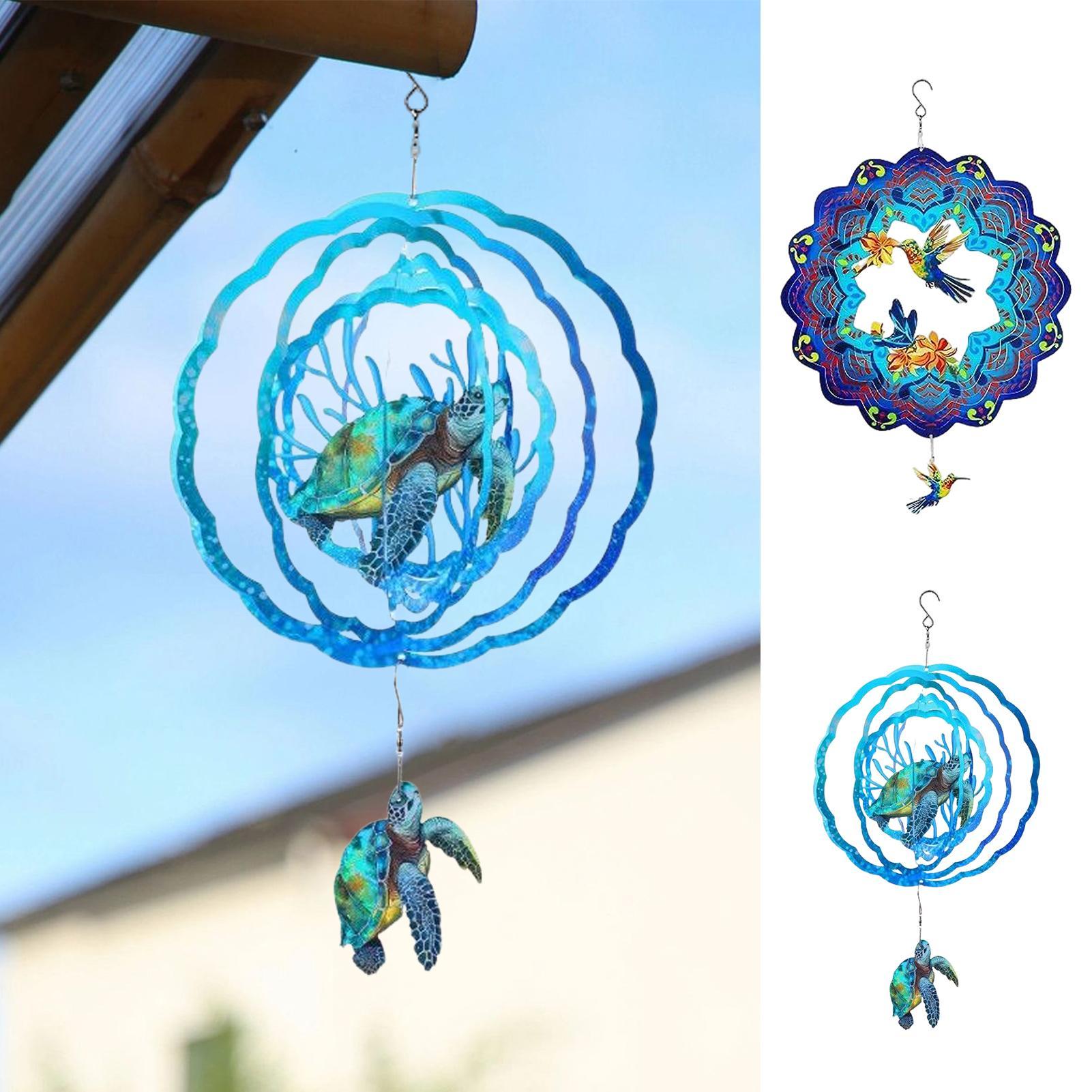 

Metal Wind Spinners Hummingbird Turtle Wind Sculpture for Yard and Garden Rustic Hangable Metal Art Decor for Backyard Porch Bird