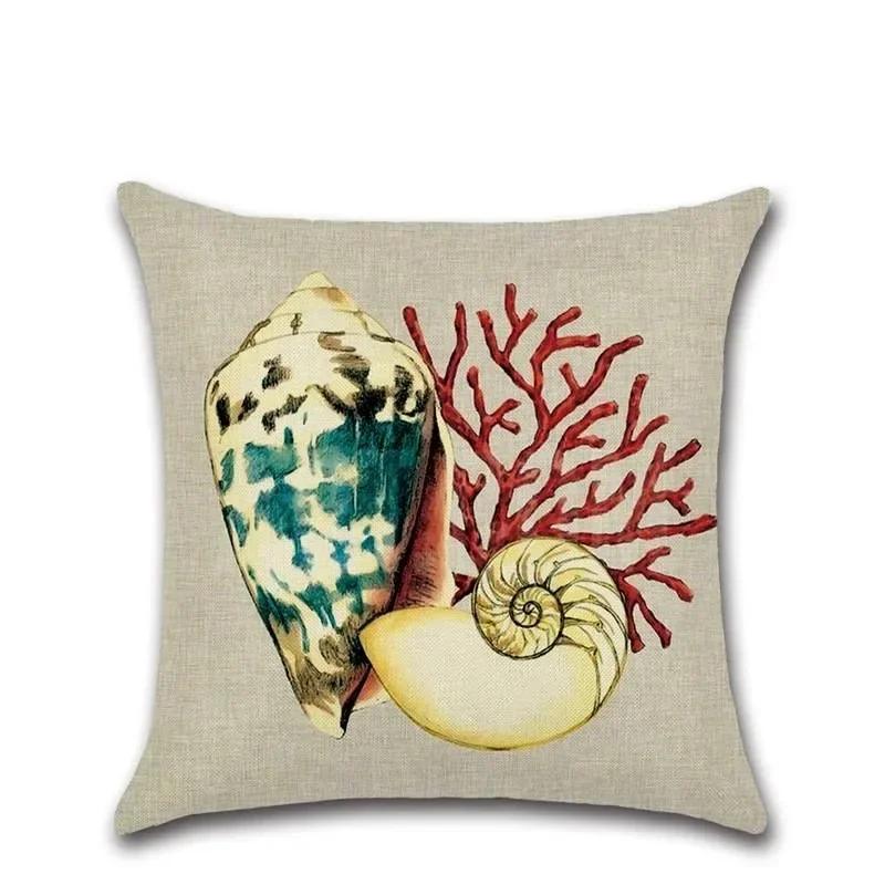 1PC Mermaid Sea Seahorse Octopus Print Pillowcase Ocean Organism Theme Pillowcase Living Room Sofa Cushion Cover Room 45x45cm