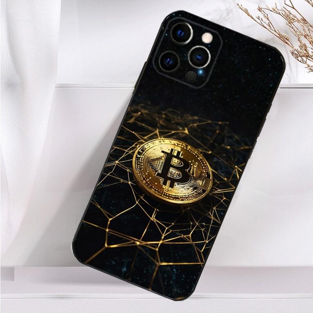 Bitcoin Digital Currency Phone Case For iPhone 16,15,14,13,12,11 Plus,Pro Max,XS,X,XR,SE,Mini,8,7 Soft Silicone Black Cover