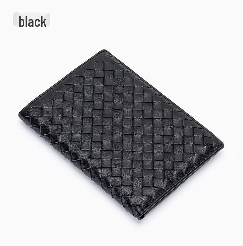 Sheepskin Woven Passport Holder: Women's Genuine Leather Multi-Card Slot Vertical Wallet