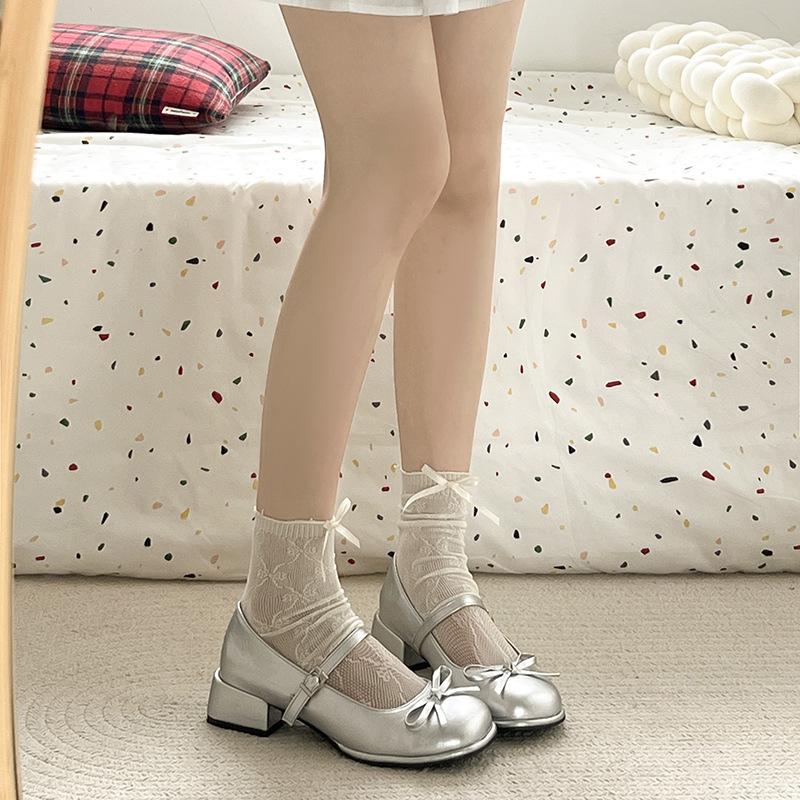 2025 autumn new sweet Japanese height-increasing Mary Jane shoes French shallow mouth fairy style bow small leather shoes women