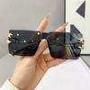 Retro Square Rimless Sunglasses Frameless Gradient Lens UV Protective Eyewear Outdoor Cheetah Decoration