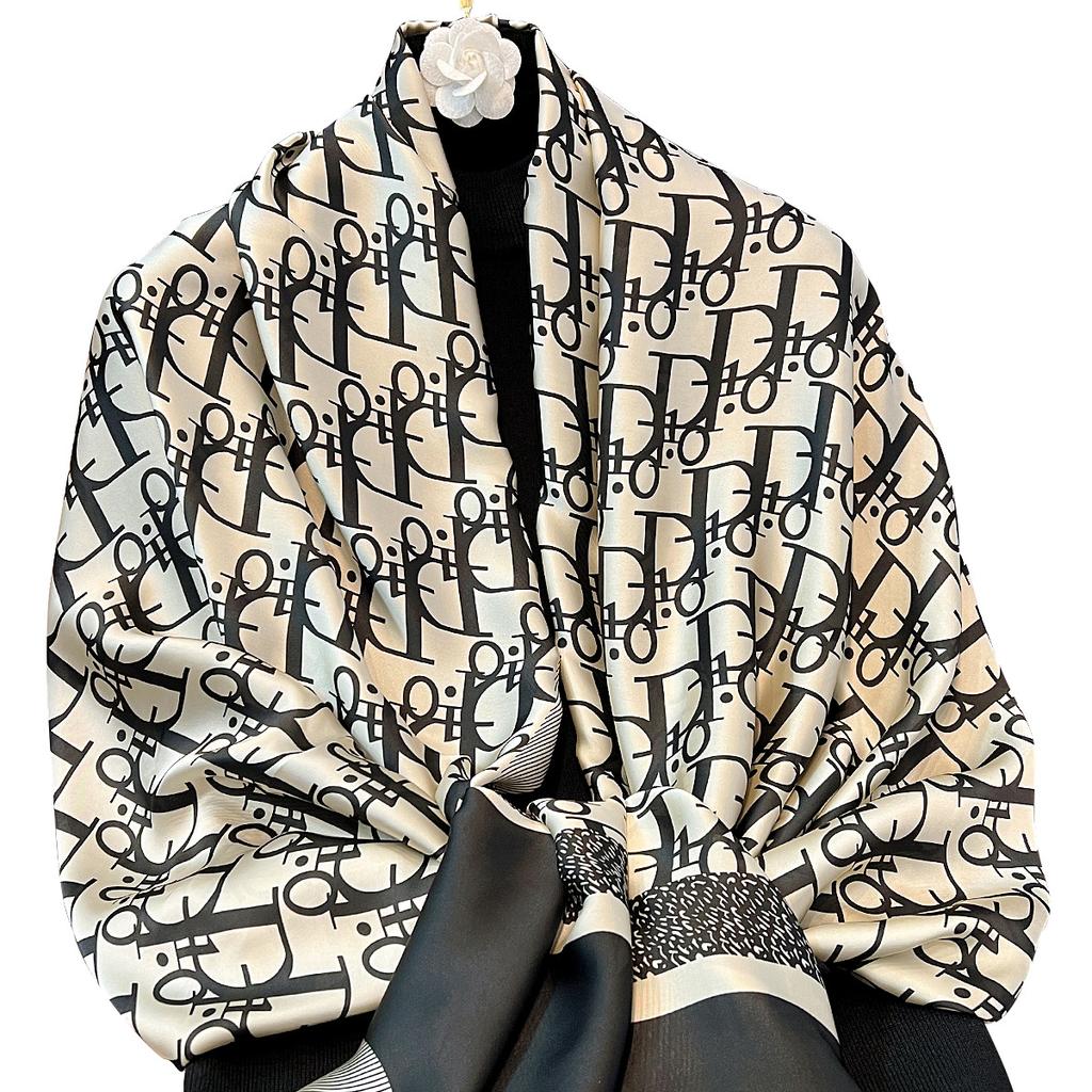 Nuovo alfabeto inglese moda pendolare sciarpa lunga personalizzata versatile temperamento sciarpa di seta scialle per aria condizionata fuori dalla stanza