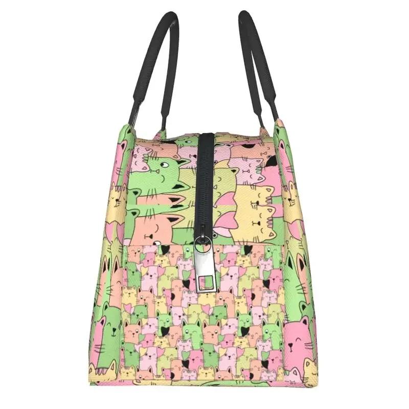 Geantă de prânz personalizată Pisici Kawai Femei Termică Izolată Cutie de prânz pentru Muncă Picnic sau Călătorie