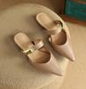 Nuove Pantofole da Donna Estive a Mezza Punta Moda Sexy Punta Acuta Tacco Grosso Scarpe Minimal Eleganti Monocolore Sandali da Pendolari