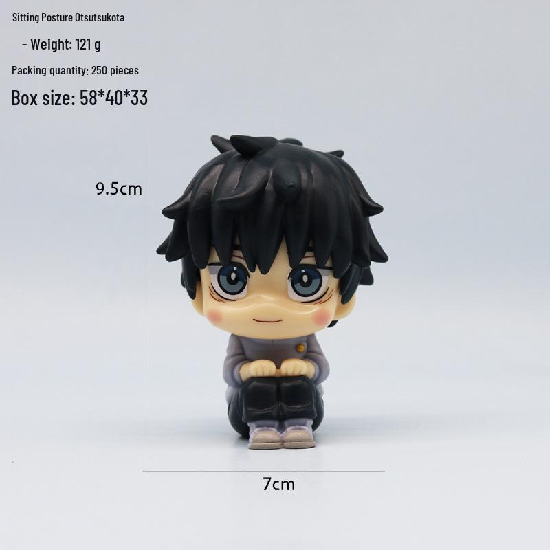 Jujutsu Kaisen Figures: Satoru Gojo, Suguru Geto, Toji Fushiguro Big Head Sitting Pose for Car Dashboard/Desktop Ornament