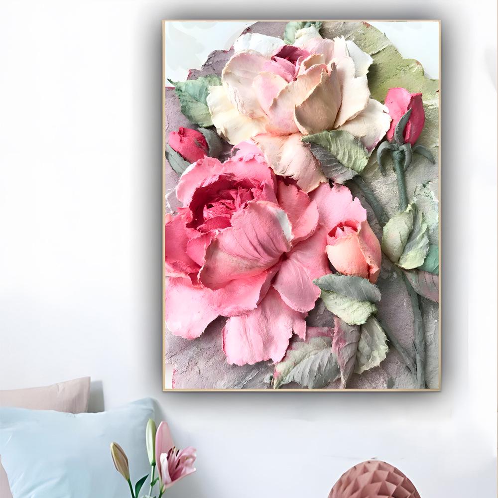 Thick Oil Canvas Flower Wall Art Poster for Living Room, Bedroom, Office