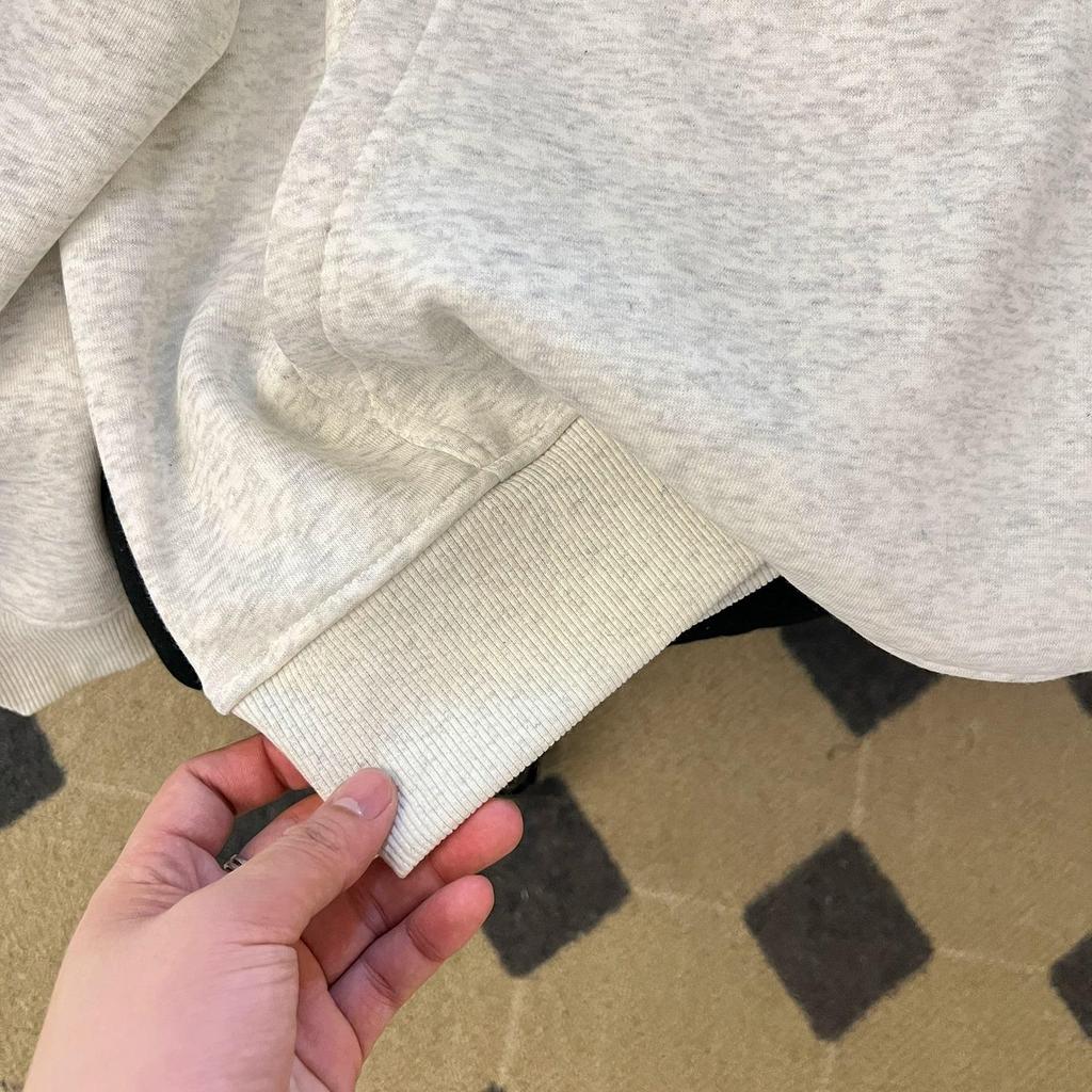 Men's White-Grey Thick Cotton Hooded Sweatshirt - Loose Fit, Versatile for Spring, Autumn, Winter - Couple's Jacket Top
