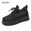 Fashion Women's Breathable Mesh Slip-On Shoes Summer Anti-Slip Wedge Casual Footwear Soft Bottom Lace-Up Sneakers Women Mesh Shoes