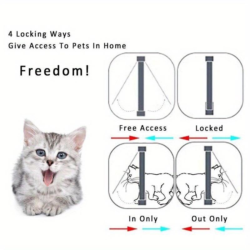 4 Way Lock Dog Cat Flap Door Pet Gate Security Flap Door for Animals Plastic Small Dog Gate Cat Flap Pet Door Gate