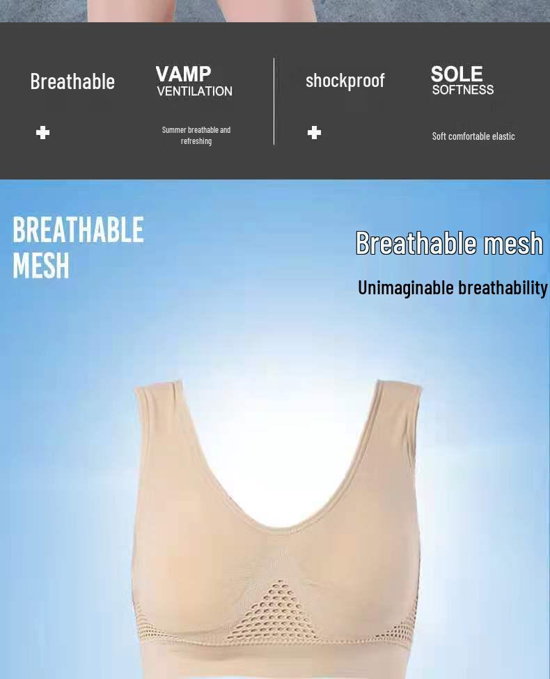 Breathable Mesh Sports Bra - Plus Size Yoga & Running Fitness Underwear