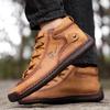 Men's Winter Warm Ankle Leather Shoes Lace-up High Quality Handmade Moccasin