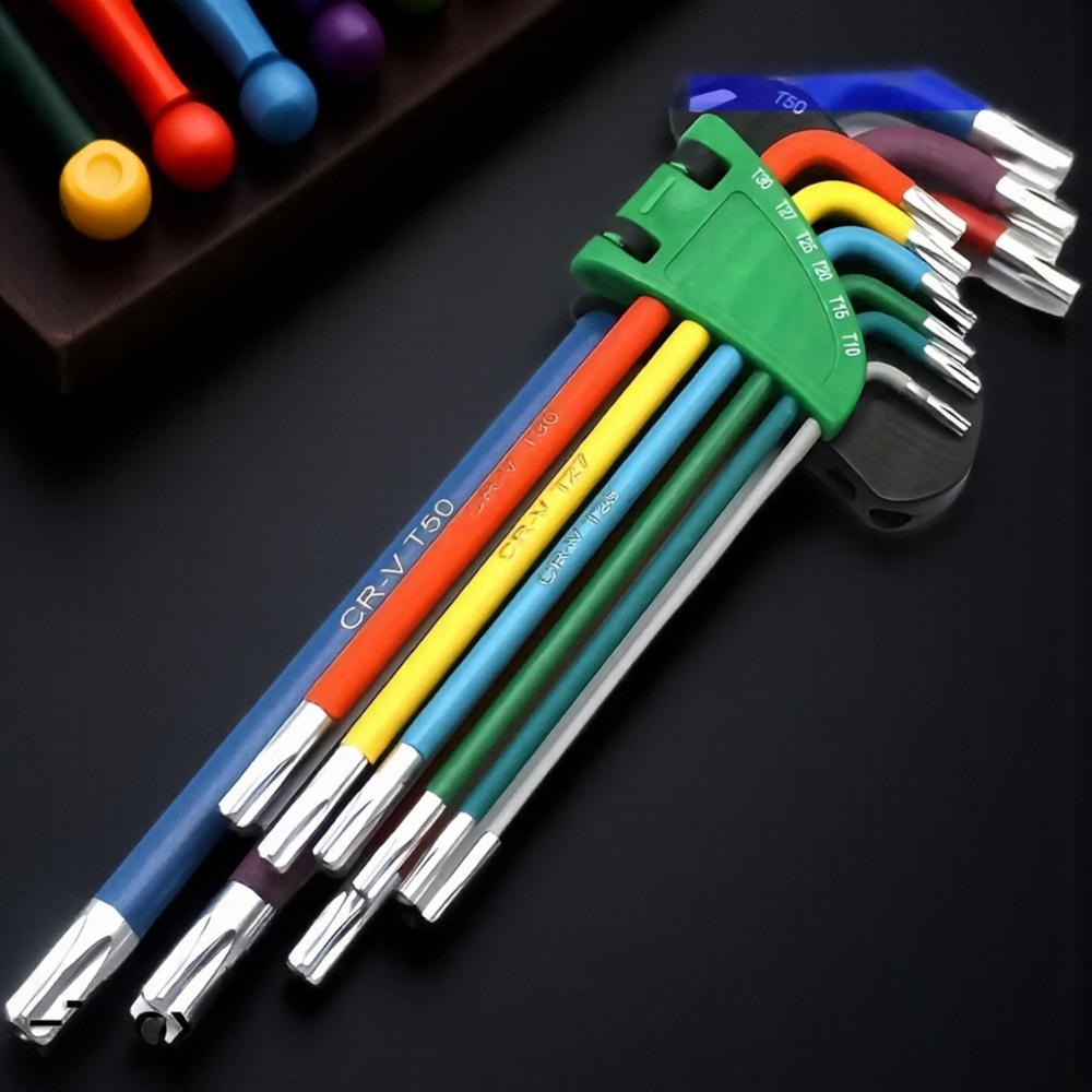 9PCS Long Arm Allen Key Set Hex Key for Bicycle Repair Tool Set Sizes 15mm to 10mm Ideal for Bicycle Maintenance