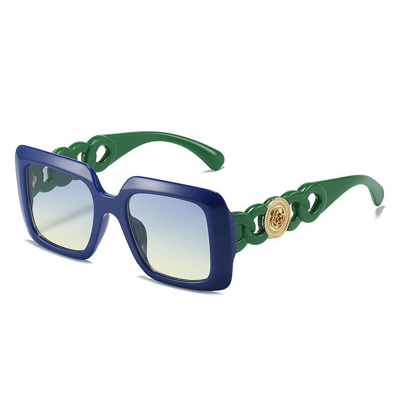 Square Large Frame With Metal Sunshades, Sun Protection, Personalized Sunglasses, Women'S Sunglasses.