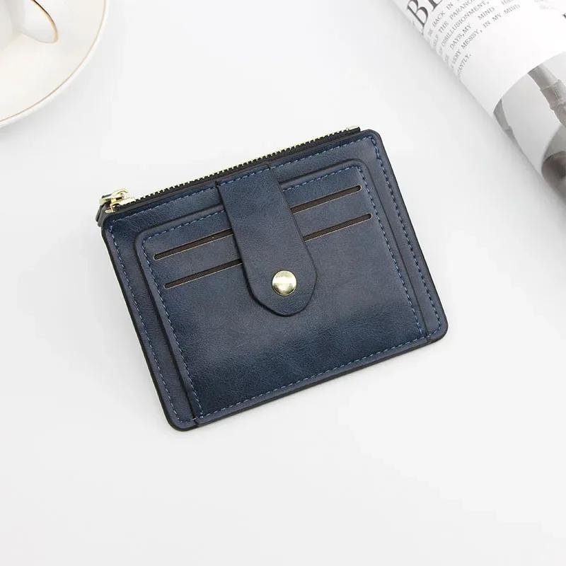 Men Fashion Male Slim Leather Wallets Credit ID Card Holder Wallet with Coin Pocket Luxury Brand Designer Brown Business Purse