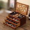 Large Wooden Jewelry Box 4 Leaf Clover Cover Storage Box Drawer Ring Necklace Jewelry Boxes Organizer Case Earrings Display Tray