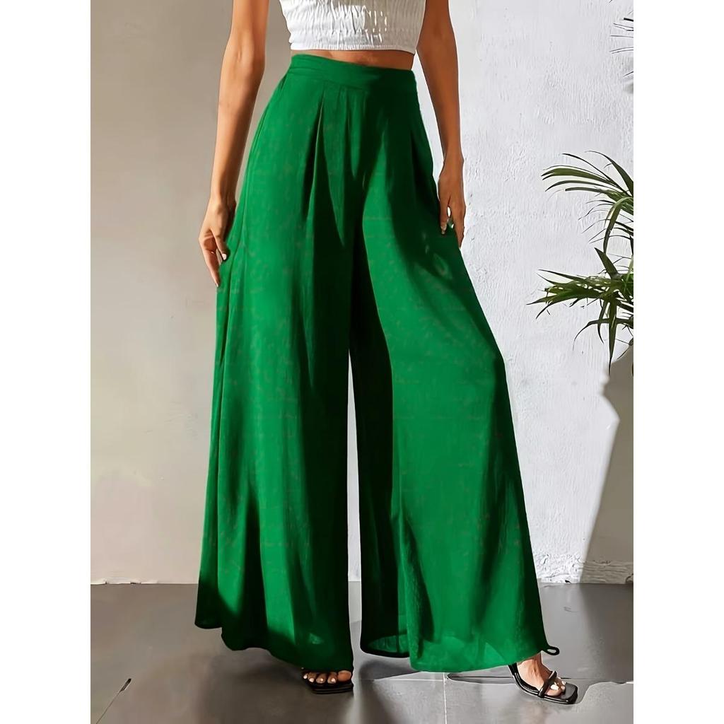 Women's Wide Leg Pants Casual Chiffon Loose Trousers for Summer