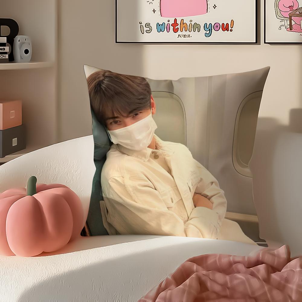 Handsome Kpop Idol CCha EEun Woo Cushion Cover Pillowcase Short Plush Invisible Zipper Room Sofa Cushion Cover