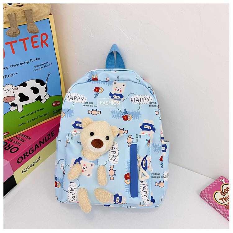 Adorable Cartoon Bear Backpack For Kids Stylish Kindergarten Book Bag In Blue And Pink