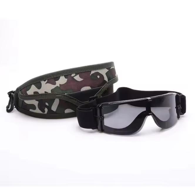 X800 Taktische Schutzbrille 3 Linsen Wechselsystem für Paintball, Jagd & Kampf UV400 Schutz Antibeschlag Sicherheitsbrille