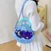 Color Solid Simple Star Moon Print Children Round Shape Crossbody Bag Girl For