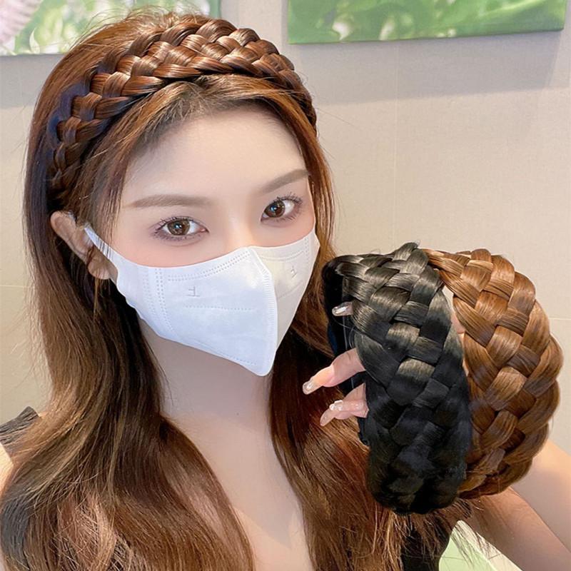Five-Strand Braid Thick Wide Edge Handmade Fishtail Twist Headband for Women
