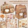 Capybara Backpack Stationery Set: Ergonomic Schoolbag Gift for Boys & Girls.