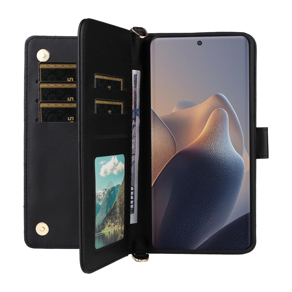 For Motorola Edge 60 5G/60 Fusion 5G Støtte Lommebokdeksel med Skulder-/Håndleddsstropp Telefondeksel i Lær