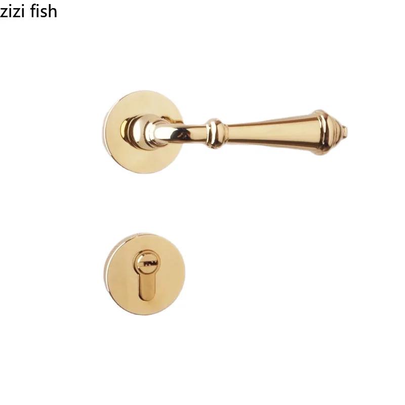 Zinc Alloy Golden Door Lock Bathroom Lock Secure Split Lock Indoor Door Handle Silent Locks Door Hardware Accessories Tools