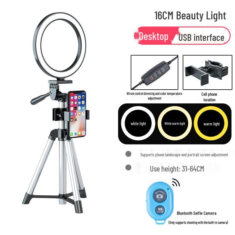 Portable Beauty Light & Phone Stand for Live Streaming and Photography