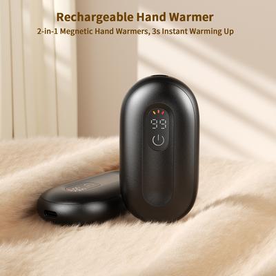 Rechargeable Hand Warmers 2 In 1 Electric Hand Warmer with Digital Display Portable Pocket Heater Warm Gift for Outdoors Camping