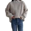 European and American Women's Casual Round Neck Long Sleeve Knitted Sweater - Autumn 2025 Collection